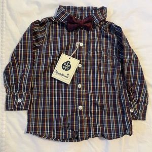 Train bow tie and button down set